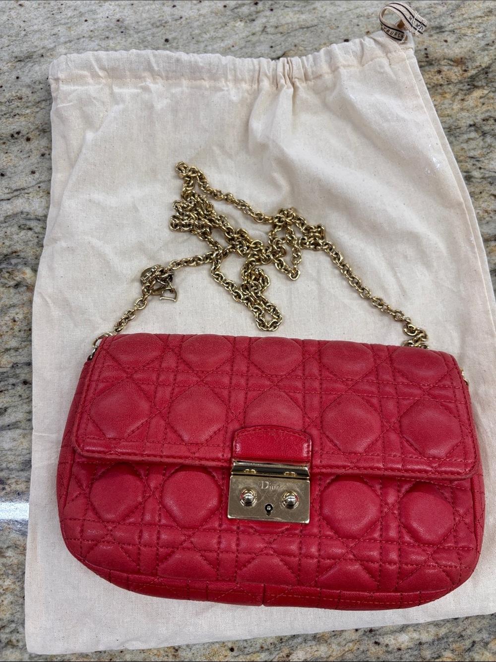 Dior Quilted lamb Leather Crossbody with Gold Chain bag